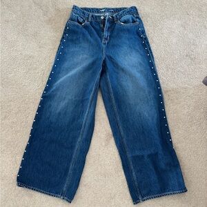 Old Navy Dark Blue Wide Leg Jeans with Studs